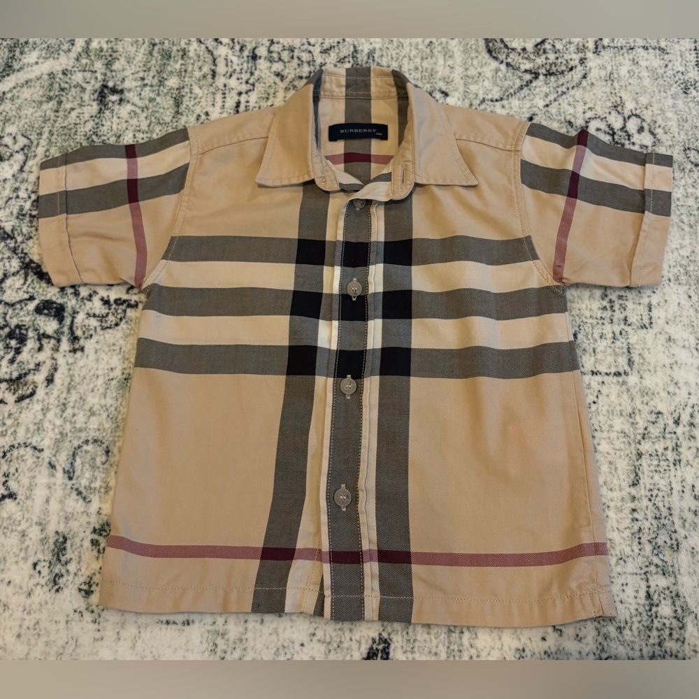 Burberry Beige and Black Checkered Shirt